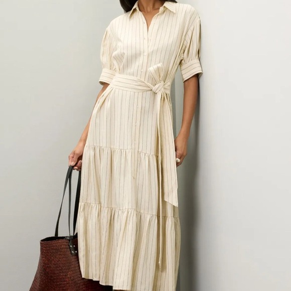 Marissa Webb Dresses & Skirts - Marissa Webb Collective‎ Tie Waist Linen Midi Dress women size 14 EUC RtR